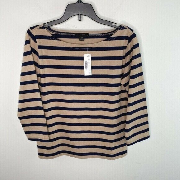 J.Crew $50 Structured Boatneck T-Shirt In Stripe Size XXS H6778 - Picture 3 of 6